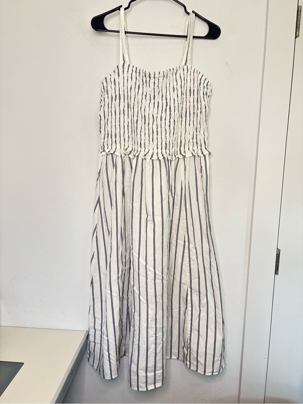OLD NAVY CLASSIC STRIPED COTTON SLEEVELESS FLOWY MIDI DRESS SZ LARGE